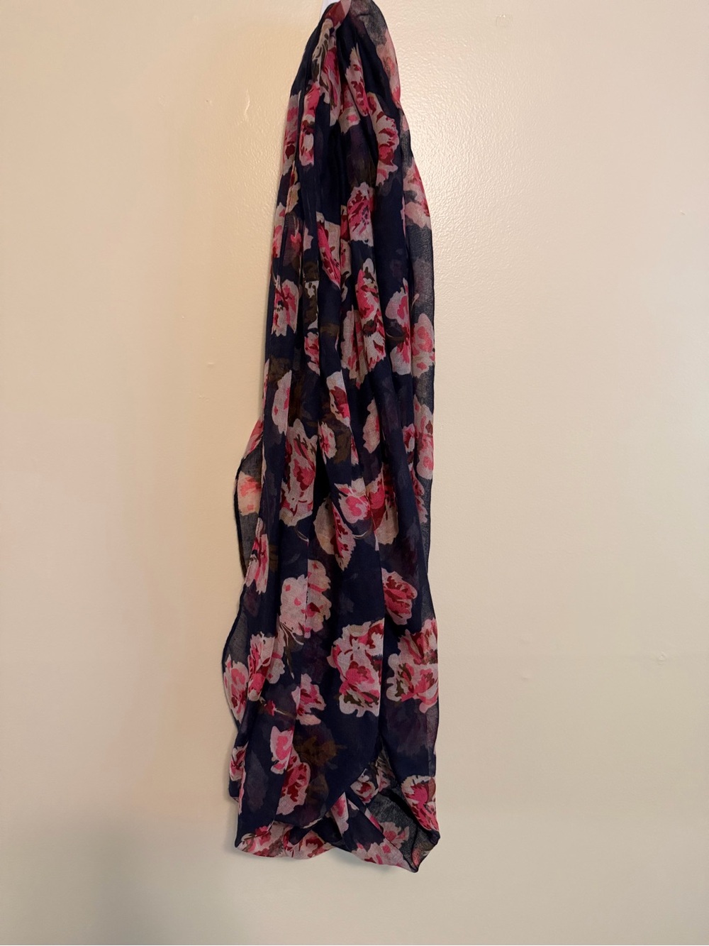 Charlotte Russe Navy Floral Scarf with Pink Accents
